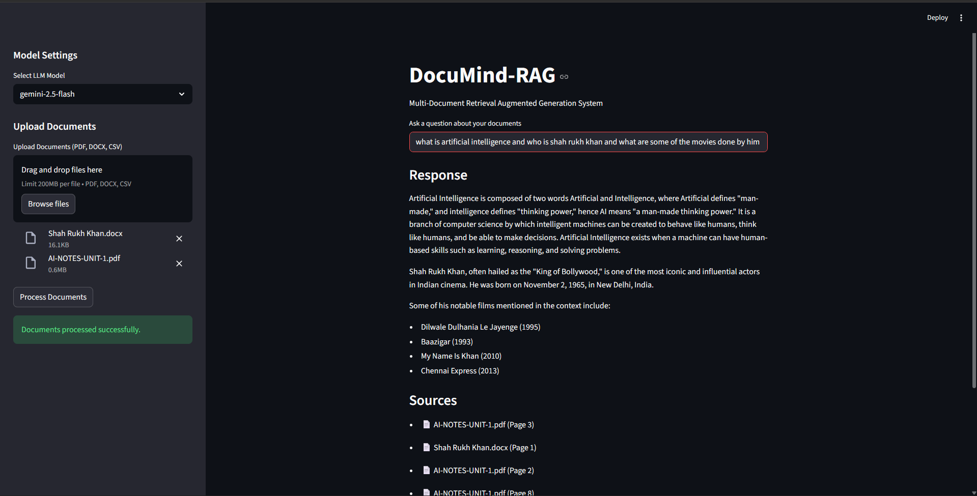 DocuMind-RAG – Multi-Document AI Assistant